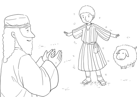 Genesis 37 3 Joseph'S Dreams   Jacob Gives Joseph  A Coat Of Many Colors Coloring Page